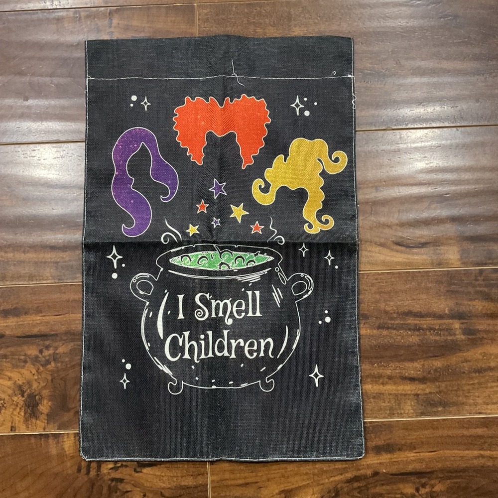 Hocus Pocus I Smell Children Garden Flag Sanderson Sisters Halloween Decor 12x18